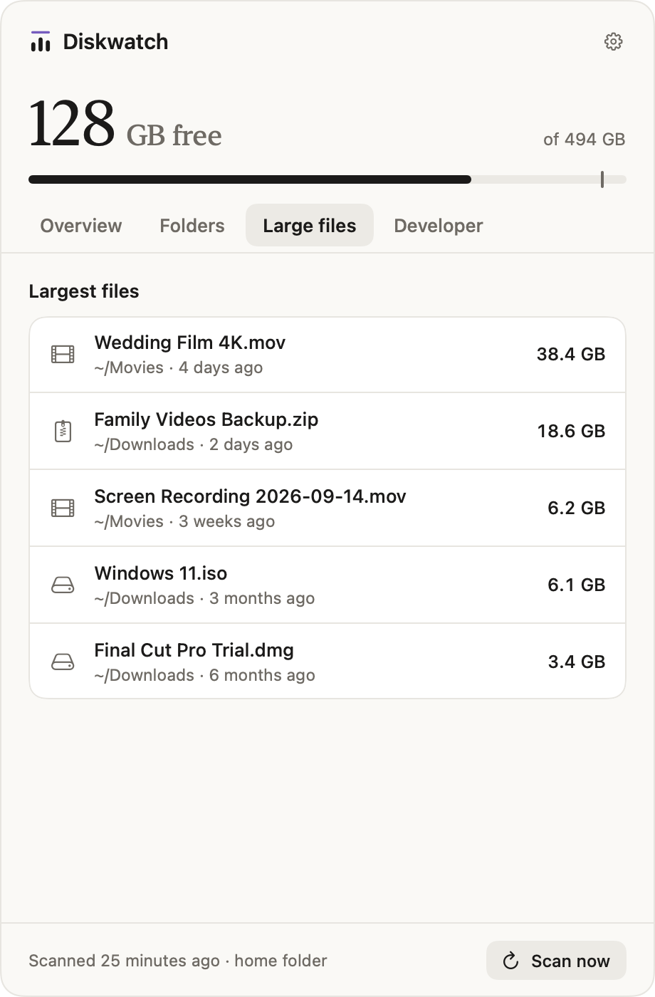 The largest files on the Mac